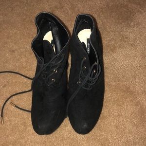 Black faux suede booties